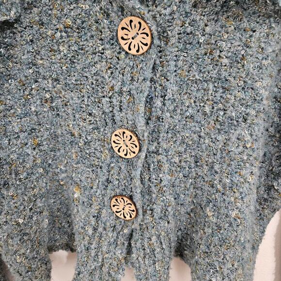 Parkhurst Knit Blue Button Up Sweater Cardigan Big Collar Long Sleeve Size L - Picture 3 of 7